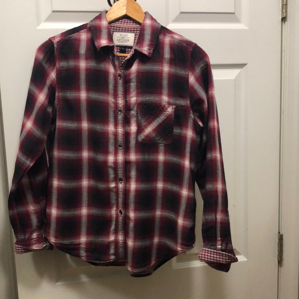 flag &anthem dry goods supply long  sleeve stripes shirt